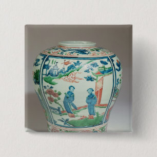 Swatow polychrome oviform jar, late 16th century 15 cm square badge