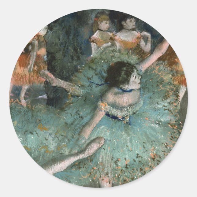Swaying Dancer, Dancer in Green | Edgar Degas Classic Round Sticker (Front)