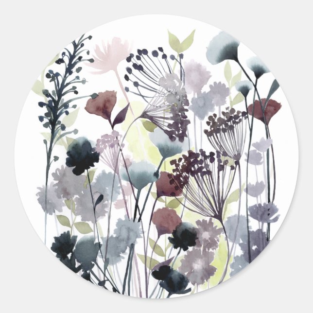 Swaying Florets II Classic Round Sticker (Front)