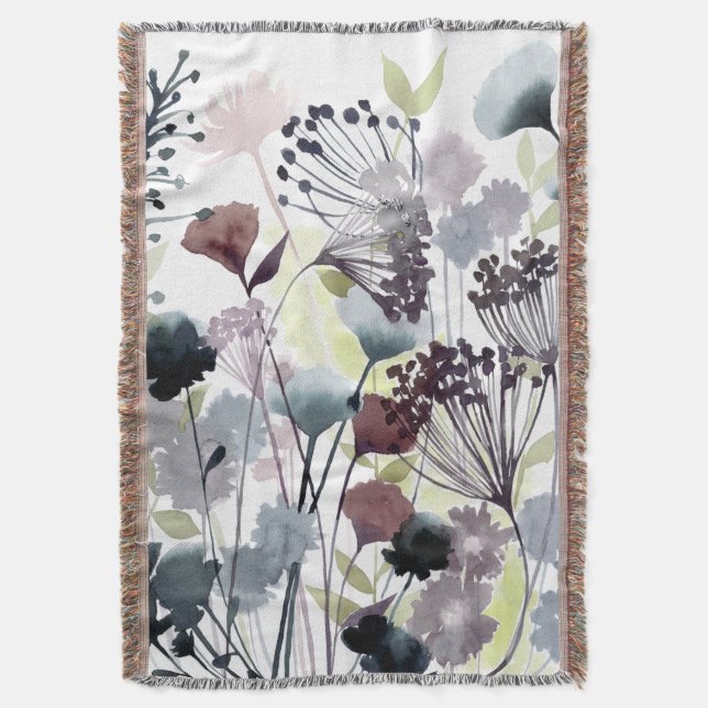 Swaying Florets II Throw Blanket (Front Vertical)