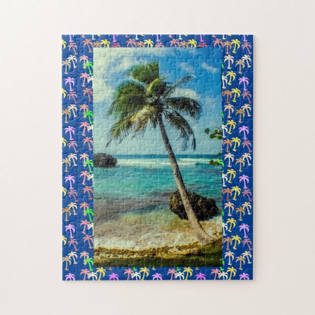 Swaying Palms, Soup Bowl, Bathsheba, Barbados Jigsaw Puzzle (Vertical)