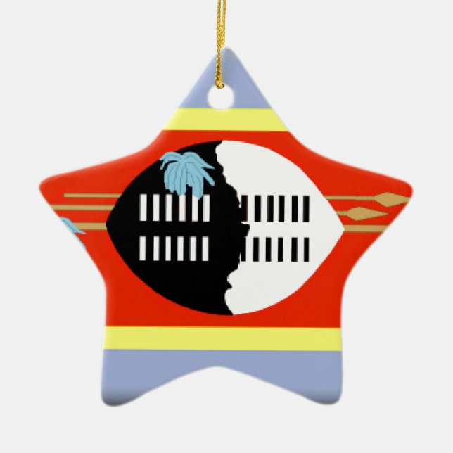 Swaziland Flag Ceramic Tree Decoration (Front)