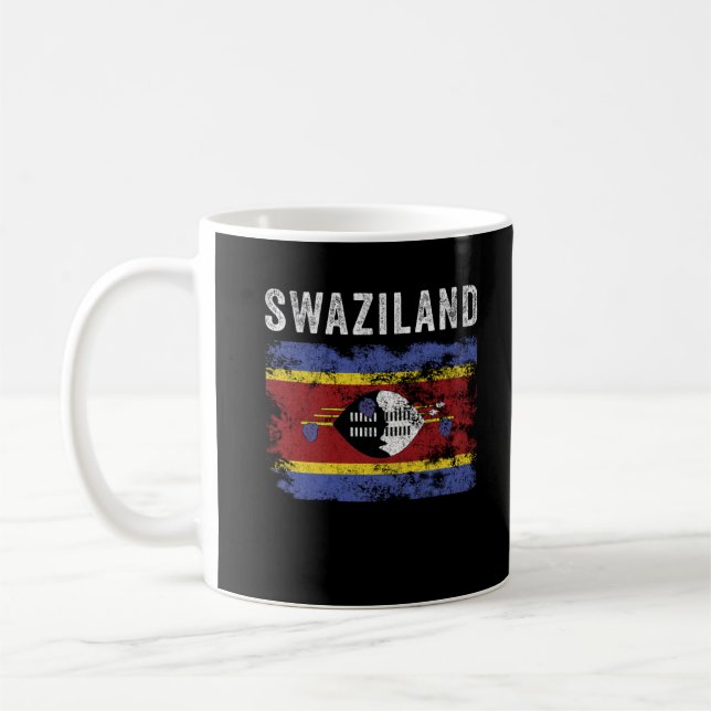Swaziland Flag Distressed - Swazi Flag Coffee Mug (Left)