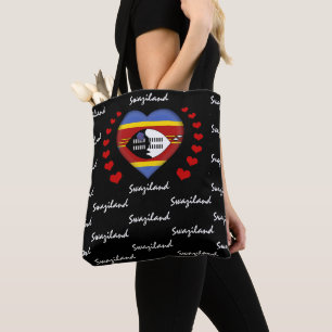Swaziland Flag & Heart, Flag fashion /sport Tote Bag