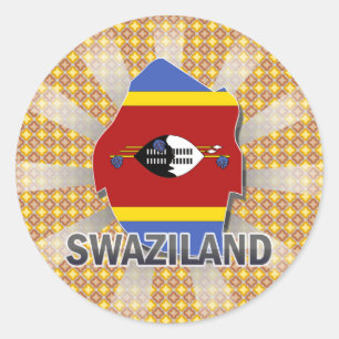 Swaziland Flag Map 2.0 Classic Round Sticker