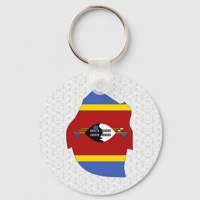Swaziland Flag Map full size Key Ring (Front)