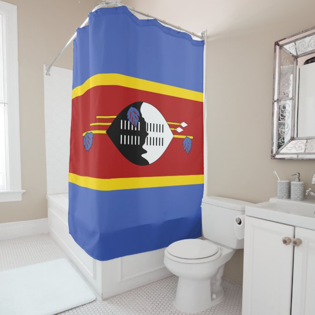 Swaziland flag shower curtain (In Situ)