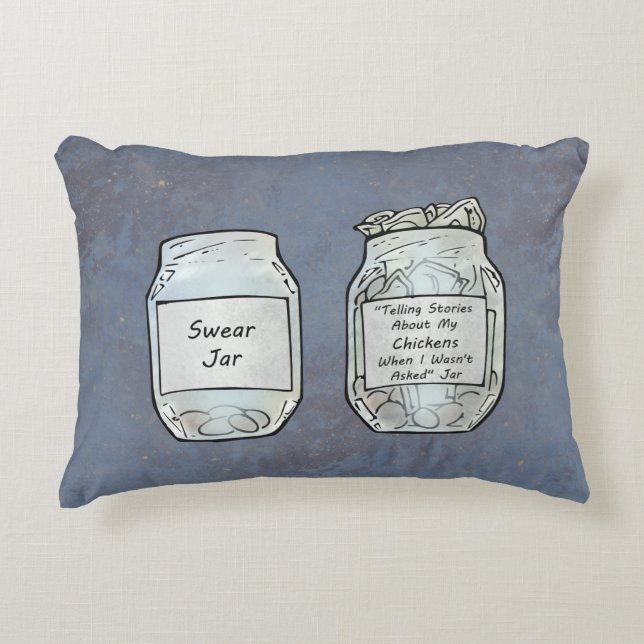 Swear Jar and Chicken Jar Decorative Cushion (Front)