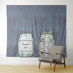 Swear Jar and Chicken Jar Tapestry