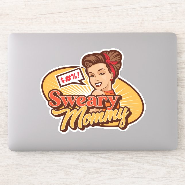 Sweary Mummy Original Logo Die Cut Sticker (Computer)
