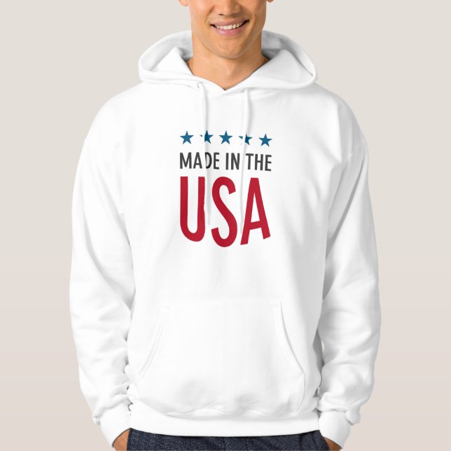 Sweat A Hood White Man the USA Hoodie (Front)