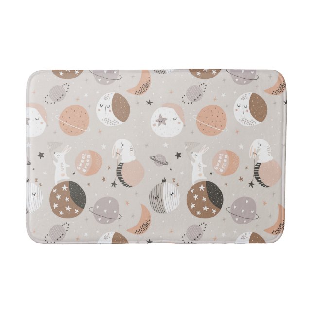 Sweat Dream Bunnies In Space Pattern Bath Mat (Front)
