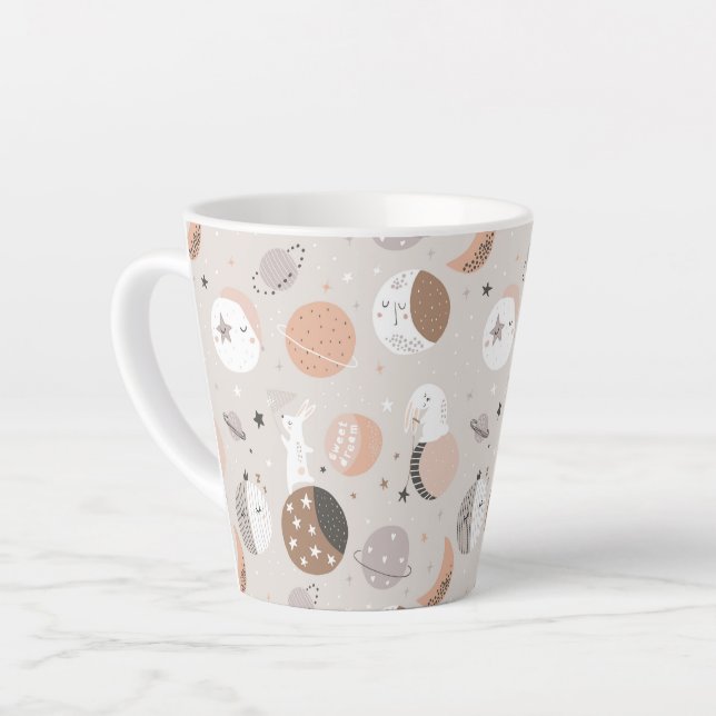Sweat Dream Bunnies In Space Pattern Latte Mug (Left Angle)