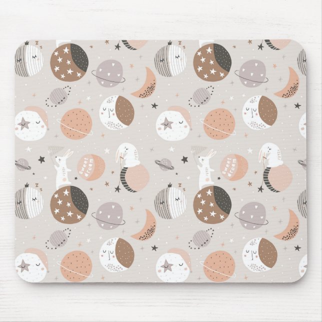 Sweat Dream Bunnies In Space Pattern Mouse Mat (Front)