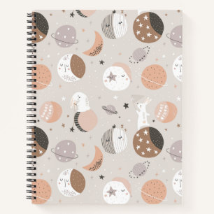 Sweat Dream Bunnies In Space Pattern Notebook