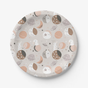 Sweat Dream Bunnies In Space Pattern Paper Plate