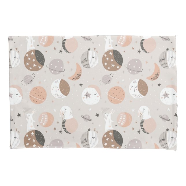 Sweat Dream Bunnies In Space Pattern Pillowcase (Front)