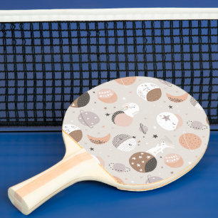 Sweat Dream Bunnies In Space Pattern Ping Pong Paddle