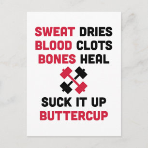 Sweat Dries Gym Quote Postcard