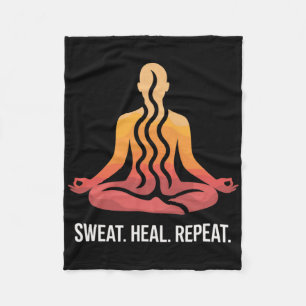 Sweat Heal Repeat Sauna Yoga Meditation Wellness Fleece Blanket