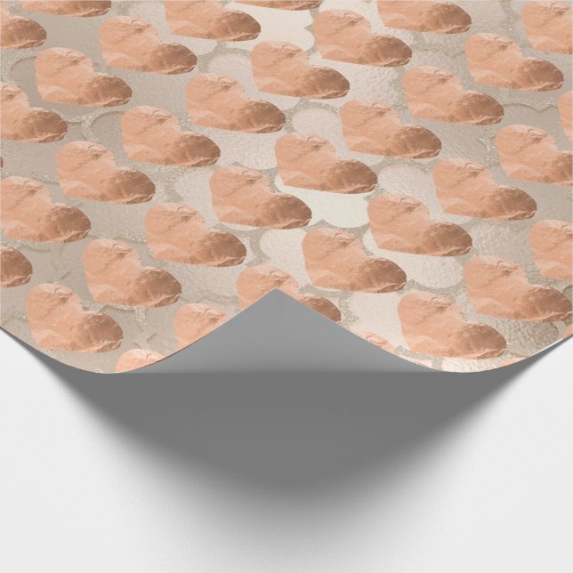Sweat Heart Blush Pink Rose Gold Ivory Pearl Wrapping Paper (Corner)