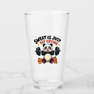 Sweat is Just Fat Crying Funny Panda Fitness Gym Glass