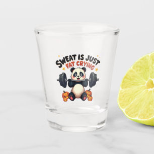 Sweat is Just Fat Crying Funny Panda Fitness Gym Shot Glass