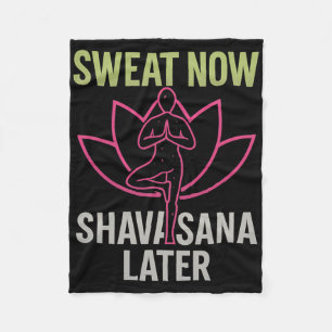 Sweat Now Shavasana Later Neon Yoga Lotus Graphic Fleece Blanket