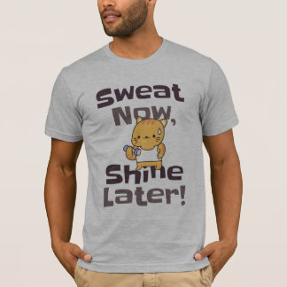 Sweat Now, Shine Later – Cute Fitness Cat Workout T-Shirt