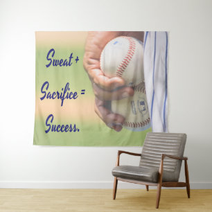 Sweat plus Sacrifice equals Success BASEBALL Tapestry
