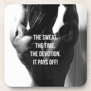 Sweat, Time, Devotion Women's Workout Motivational Coaster