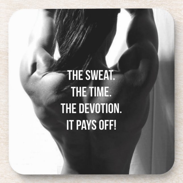 Sweat, Time, Devotion Women's Workout Motivational Coaster (Front)