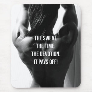 Sweat, Time, Devotion Women's Workout Motivational Mouse Mat