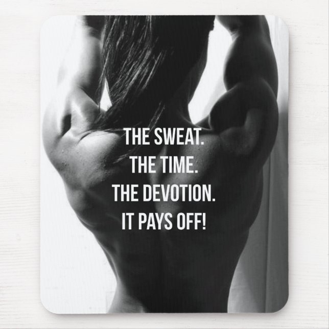 Sweat, Time, Devotion Women's Workout Motivational Mouse Mat (Front)