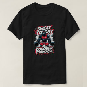 Sweat Today Conquer Tomorrow Motivational Gym T-Sh T-Shirt