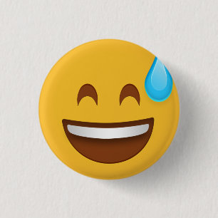 Sweat With Smile Emoji  3 Cm Round Badge