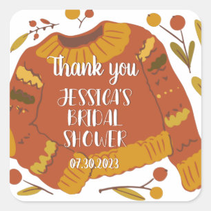 Sweater Autumn Leaves Fall Season Bridal Shower Square Sticker