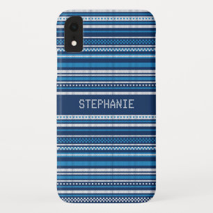 Sweater Blue White Stripe Christmas Personalized iPhone XR Case