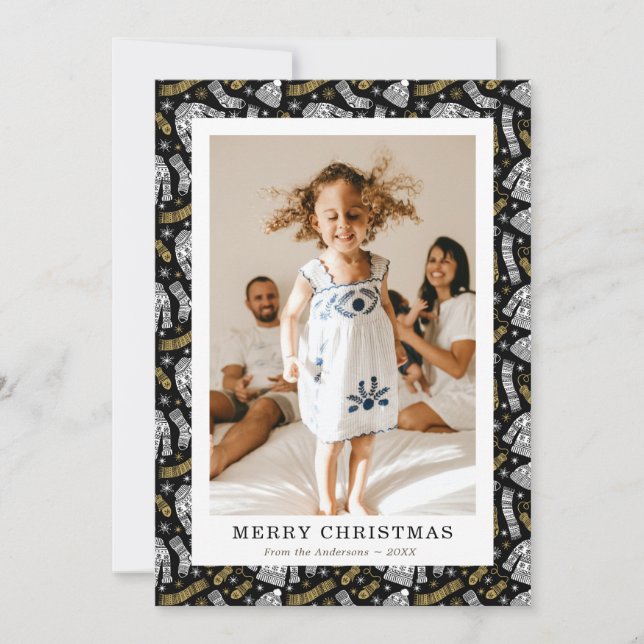 Sweater Gloves Hat Scarf Photo Merry Christmas Holiday Card (Front)