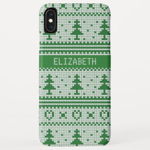 Sweater Green White Christmas Tree Personalised iPhone XS Max Case
