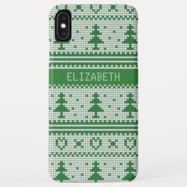 Sweater Green White Christmas Tree Personalised Case-Mate iPhone Case (Back)