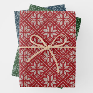 Sweater Knit Pattern Christmas Wrapping Sheets