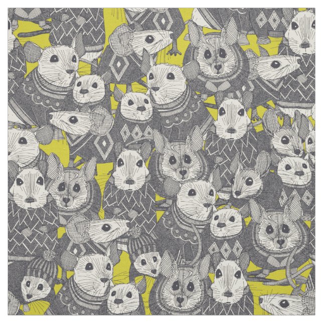 sweater mice chartreuse fabric (Swatch)