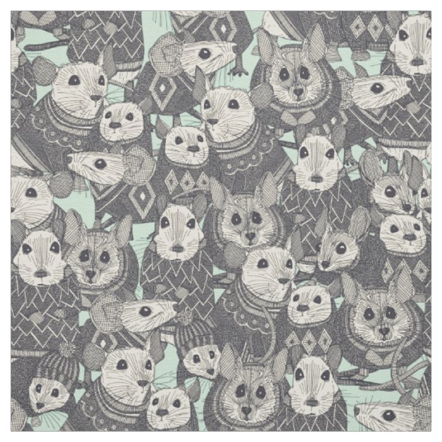 sweater mice mint fabric (Swatch)