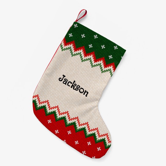 Sweater Pattern Personalized Christmas Stocking (Front (Hanging))