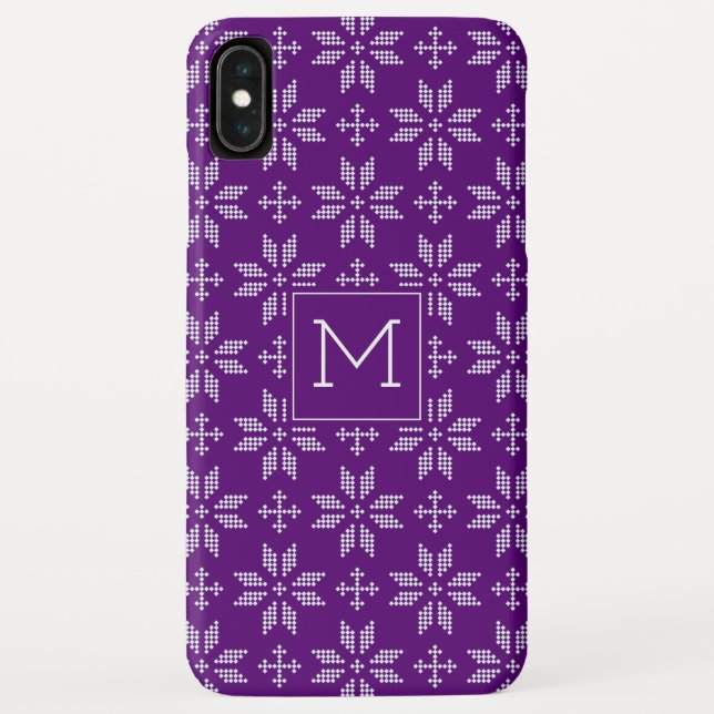 Sweater Purple White FairIsle Christmas Monogram Case-Mate iPhone Case (Back)