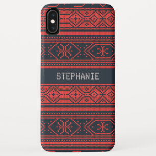 Sweater Red Black Pattern Christmas Personalised iPhone XS Max Case