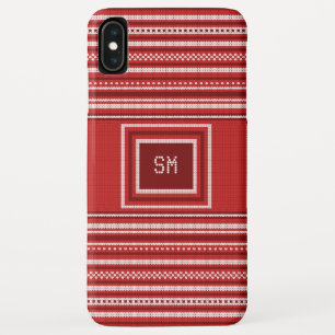Sweater Red White Monogram Christmas Holiday iPhone XS Max Case
