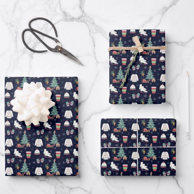 Sweater Weather Christmas Wrapping Paper Sheet (Front)