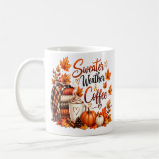 Sweater Weather & Coffee | Cosy Fall Pumpkin Mug